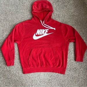 Nike Red Logo Hoodie, Size Large‎